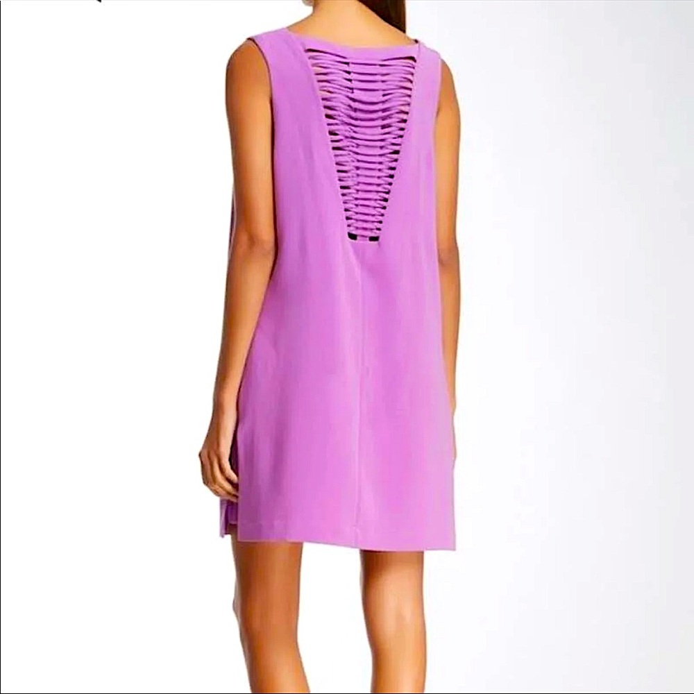 robert rodriguez purple dress Robert Rodriguez Beaded Lavender Lined 100% Silk Shift Cocktail Dress 4
